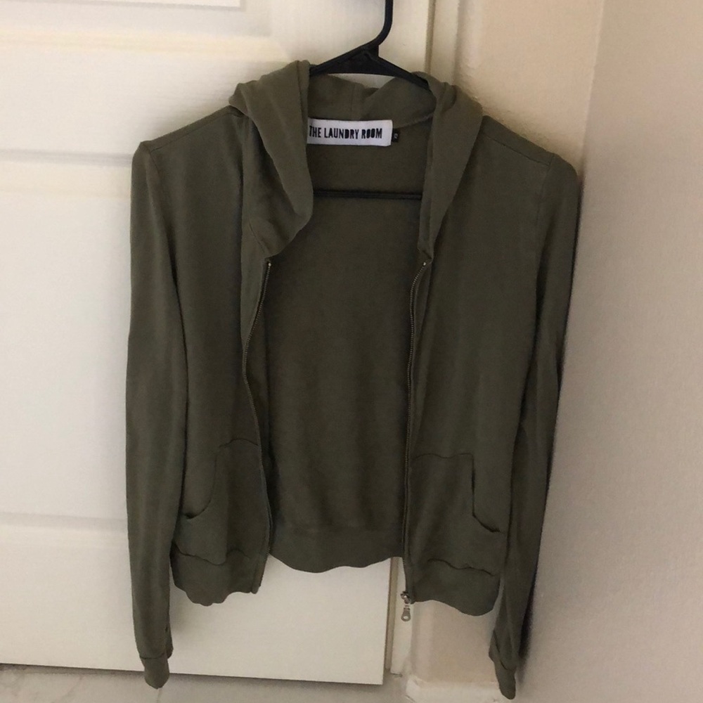 Military Green zip hoodie womens XS